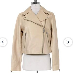 Cream Moto leather jacket